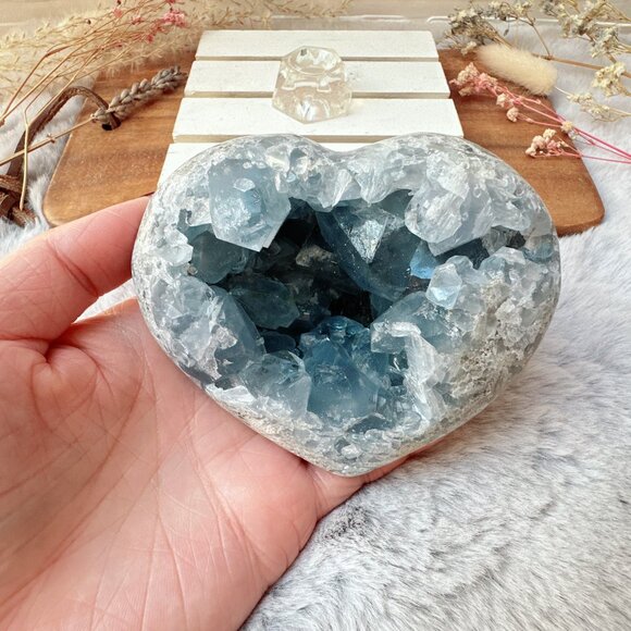 Gorgeous Large Celestite Heart Cluster - Picture 1 of 7